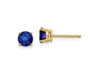 14K Yellow Gold Sapphire Post Earrings - Newegg.com