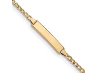 14K Yellow Gold Polished ID with Semi-Solid Cuban Bracelet - Newegg.com