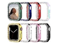 8 Pcs Hard Pc Plating Protective Case Compatible For Apple Watch Series 7 45Mm, Double Rows Bling Rhinestones Watch Cover... 