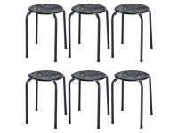 Costway Set of 6 Stackable Metal Stool Set Daisy Backless Round Top Kitchen Black - Newegg.com