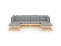 vidaXL Patio Furniture Set 8 Piece Sofa Set with Cushions Solid Wood Pine - Newegg.com