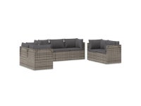 vidaXL Patio Furniture Set 7 Piece Patio Set with Cushions Gray Poly Rattan - Newegg.com