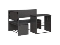 vidaXL Patio Sofa with Table and Cushions L-Shaped Furniture Black Poly Rattan - Newegg.com
