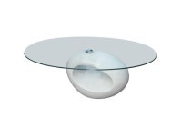vidaXL Oval Coffee Table Nightstand Fiberglass High Gloss White Base Glass Top - Newegg.com