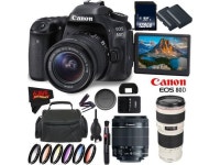 Canon EOS 80D DSLR Camera with 18-55mm Lens 1263C005 (International Version) + Canon EF 70-200mm f/4L USM Lens + 128GB Class 10... 