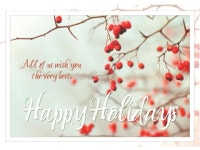 Holiday Greeting Cards - H7049. Business Greeting Card with Holly Berries in Winter. Box Set Has 25 Greeting Cards and 26 White... 