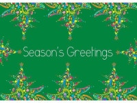 Holiday Greeting Cards - H1108. Greeting Cards with Seasons Greetings and Colorful Holiday Trees. Box Set Has 25 Greeting Cards... 