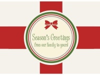 Holiday Greeting Cards - H1502. Business Greeting Card with a Red Bow and Seasons Greetings Message. Box Set Has 25 Greeting... 