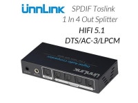 Unnlink HIFI 5.1 SPDIF TOSLINK 1x4 Optical Audio Splitter DTS AC-3 LPCM 1 In 4 Out for soundbar speaker amplifiers mi tv box ps4... 