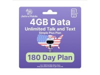 Jethro Mobile [180 Days] USA Prepaid Sim Card with Unlimited Talk & Text, 4GB Data - Nano Micro Standard 3 in 1 Activation Kit... 