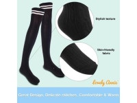 Lovely Annie Womens 3 Pairs Incredible Durable Super Soft Unique Over Knee High Thigh High Cotton Socks Size 6-9 A1023(Black... 