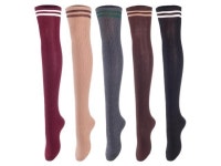 Lovely Annie Womens 5 Pairs Incredible Durable Super Soft Unique Over Knee High Thigh High Cotton Socks Size 6-9 A1023(Black... 