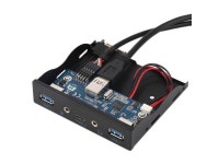 Internal USB 3.1 Gen 1 Type C + 2 x USB 3.0 Port Hub Front Panel w/ HD Audio Mic Jack for Desktop PC Case 3.5 Floppy Bay Mount... 