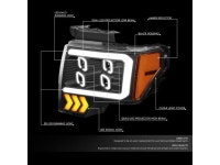 DNA Motoring HL-LB-T8-F15009-BK-AM For 2009 to 2014 Ford F-150 Pair Black Housing Amber Corner LED DRL Tube Quad Projector Halo... 