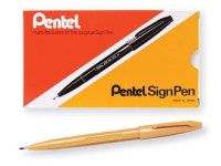 Pentel Sign Pen Fiber-Tipped Pen, Yellow Ochre Ink, Box of 12 (S520-Y) - Newegg.com