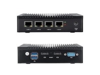 VNOPN Micro Firewall Appliance 2.5GbE Intel 4 Ports N3700 Quad Core Fanless Mini PC Network Router Box, Dual HDMI, RS232 COM... 