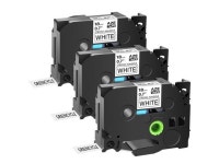 GREENCYCLE 3 Pack Extra Strength Adhesive Black on White Label Tape Compatible For Brother TZE-S241 TZ-S241 TZeS241,3/4 Inch,PT... 