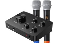 Portable Karaoke Microphone Mixer System Set, with Dual UHF Wireless Mic, HDMI & AUX in/Out for Karaoke, Home Theater, Amplifier... 