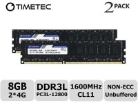 Timetec Hynix IC 8GB Kit (2x4GB) DDR3L 1600MHz PC3L-12800... DDR3L 1600MHz PC3L-12800 Unbuffered Non-ECC 1.35V CL11 2Rx8 Dual... 