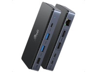 USB C Dock Dual 4K@60Hz HDMI 8 in 1 Dual Monitor Laptop Docking Station with 3.28ft USB C Cable, Dongle with 3 USB, USB C... 