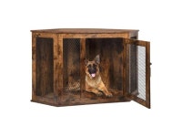 Vitesse Corner Dog Crate Furniture, 44 Inch Wooden Dog Kennel End Table with Iron Mesh, Decorative Pet House for Medium/Small... 