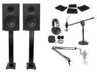 com 2) Mackie XR824 8" Powered Studio Monitors+Stands+Pads+Headphones+Mic+Mount+Boom - Newegg.com