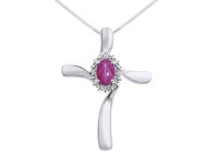 Diamond & Star Ruby Cross Pendant Necklace Set In Sterling Silver .925 with 18 Chain - Newegg.com Diamond &#38; Star Ruby Cross... 