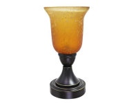 앤제이 beer | Aspen Creative 40120 13 1/2" High Transitional Metal Table, Matte Black with Gold Trim and Glass Lamp Shade in Ombre Amber, 6 3/4...
