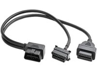 Aomoproing L-SHAPED ELBOW OBD2 OBD II FULL 16 PIN MALE Y-SHAPED OPEN SPLITTER CONNECTOR J1962 MALE 16 PIN TO 2 FEMALE THICK WIRE... 