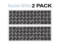 RussianEnglish Keyboard Stickers 2 PCS Replacement Ergonomic Cyrillic None Transparent PC Large White Lettering Black Background... 
