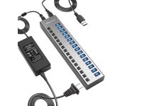 USB 30 Hub Super Speed Splitter16 Ports USB Data Hub with Power AdapterIndividual OnOff Switches and Lights for Laptop PC... 