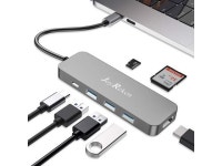 USB-C Dongle, USB-C Hub, 7 in 1 Type C Multiport Adapter Dock, with 4K USB C to HDMI, SD TF Card Reader, 3 USB 3.0 Ports for... 