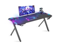 Dowinx 63 inch Gaming Desk with RGB LED Lights, Racing Style PC Computer Desk Home Office Computer Table Gamer Workstation with... 