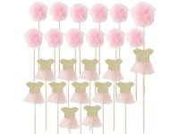 We Heart Pink Pom Pom Tutu Cake Toppers for Any Childrens Party PinkGold 24 Pack - Newegg.com