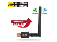 Long Range AC600 USB WiFi Adapter, 802.11AC 600Mbps Wireless Network Adapter Dual Band 2.4G/150Mbps + 5G/433Mbps, External... 