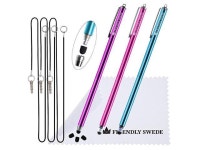 Long Bundle of 3 ThinTip High Precision Universal Capacitive Stylus Pens 73 + 3 Replaceable Tips + 2 x 15 Elastic Tether Lanyards... 