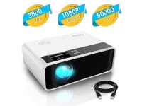 3800 lux with 50000 hrs Long Life LED Portable Home Theater Projector 1080P Supported Compatible with Fire TV Stick PS4 PC via... 