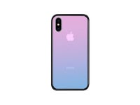 Gradient Color Glass Shell Drop Proof Aurora Cases All Inclusive Mobile Phone Cover Case For iPhone X / iPhone XS - Pink... 