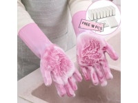 1 Pair Magic Silicone Dishwashing Scrubber Dish Washing Sponge Rubber Scrub Gloves Kitchen Cleaning Gloves With FREE GIFT... 