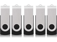 128MB USB Flash Drive 5 Pack, 128 MB USB 2.0 Thumb Drives Jump Drive Fold Storage Swivel Memory Stick with LED Indicator, Black... 