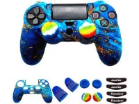 PS4 Controller Skin (1 Pair L2 R2 Trigger Extender+4 Thumb Grips+4 LED Light Bar Decal) Anti-Slip Silicone Cover Protector Sleeve... 