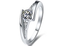 0.6CT Twisted Star NSCD Simulated Diamond Ring for Women 925 Sterling Silver Ring Engagement 18K White Gold Plated Wedding... 