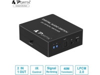 SPDIF Toslink Switcher 2x1 Digital Optical Audio Switch with IR Remote Control 1:1 Transmission for Apple TV/Xbox/Blu-ray player... 