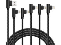 iPhone Cable 5 Pack(3/3/6/6/10FT) MFI... Cord 90 Degree Elbow for Game Video Compatible with iPhone 12 11 Pro Max XR XS Max... 