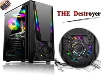 ATX Mid-Tower with six 120mm RGB Fans, Fine Front Panel, Tempered Glass & ARGB Lighting System,Cable Management System - Black... 