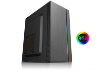 Micro ATX tower gaming PC computer case, front panel with LED light and pattern, PSU and HDD/SSD installed at the top - Newegg.com
