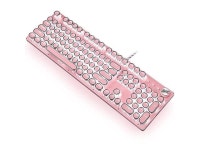 KeyboardRetro Punk TypewriterStyle Blue Switches White Backlight USB Wired for PC Laptop Desktop Computer for Game and Office... 