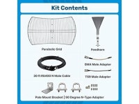 Waveform Griddy: Grid Parabolic Antenna Kit for 4G LTE, 5G NR, and WiFi | 40 km Range | +26 dBi | Works w/Cell Phone Boosters... 