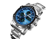 SKMEI 1389 Multifunctional Men Business Digital Watch 30m Waterproof Large Dial Wrist Watch with Stainless Steel Watchband... 