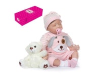 Decdeal Reborn Baby Doll 22 inch Cloth Body Sleeping Lifelike Toddler Silicone Doll Play House Toy Gift with Pink Dog Clothes and... 
